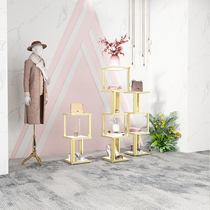 Clothing store running water table window decoration display stand creative display stand bag rack multi-layer shoe rack high and low rack