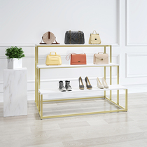 Shoe store shoe rack display rack clothing store dedicated gold shelf shop Zhongdao running water table multi-layer bag display table