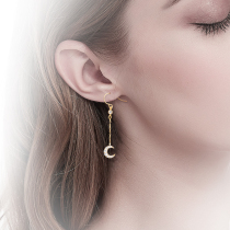 Simple new HOT inlay one long and one short with asymmetric temperament simple earrings gold-plated zircon earrings