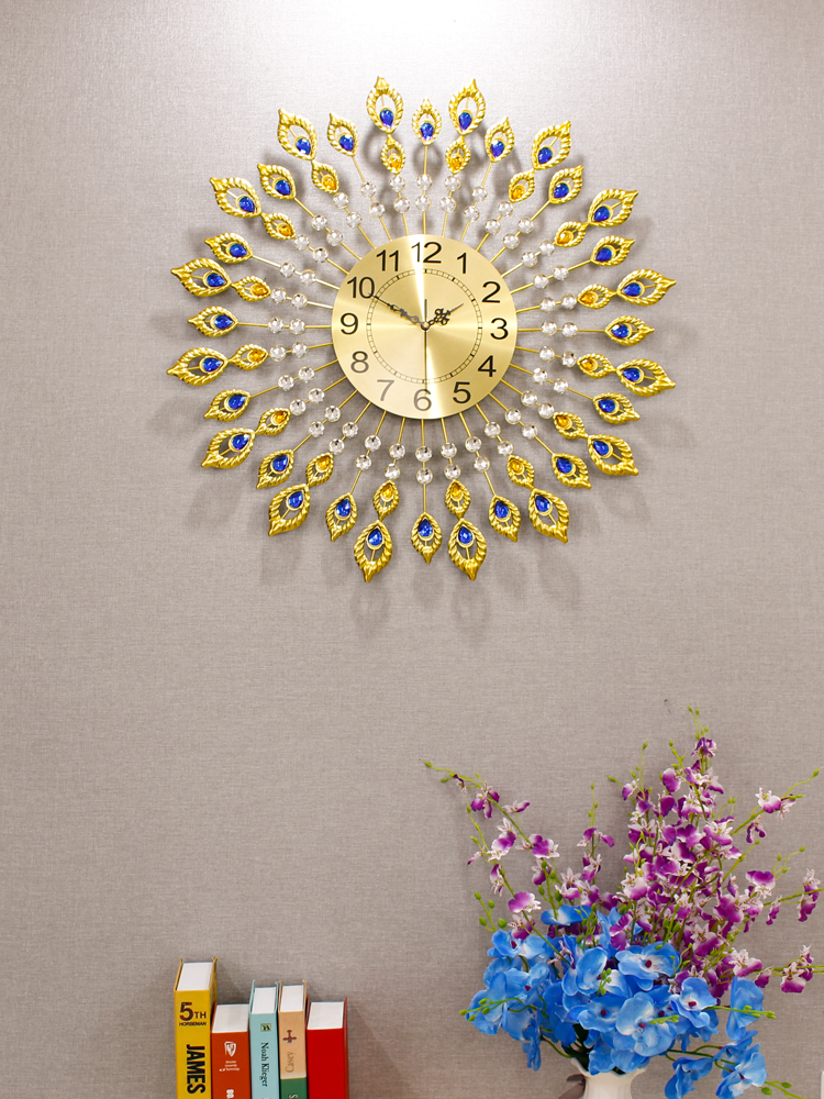 European sun watch wall clock Living room personality creative fashion hanging watch Household modern simple atmosphere silent clock