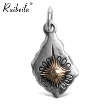 ruibeila925 Silver Retro Personality Indian Sun Pattern Pendant Ethnic Wind Necklace Small Pendant Thai Silver