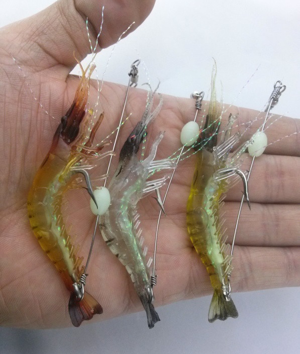 Fake bait with luminous Luya soft shrimp bionic shrimp perch freshwater sea fishing simulation soft bait grass shrimp blackfish cockfish bait