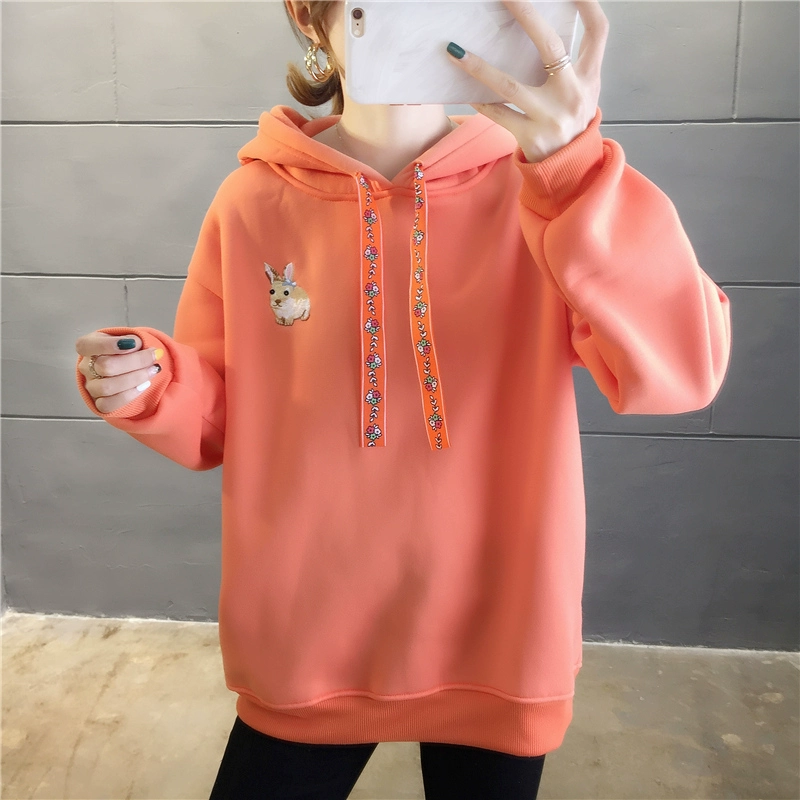 Hiển thị ba màu của phụ nữ thủy triều thương hiệu kích thước lớn cộng với nhung dày áo len bông của phụ nữ giản dị phù hợp tất cả mùa thu và mùa đông Hàn Quốc áo rộng - Thể thao lông cừu / jumper