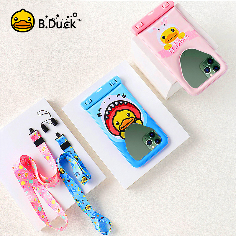 B Duck small yellow duck mobile phone waterproof bag with touch screen swim bubble hot spring adrift sealing air bag floating mobile phone protective sleeve
