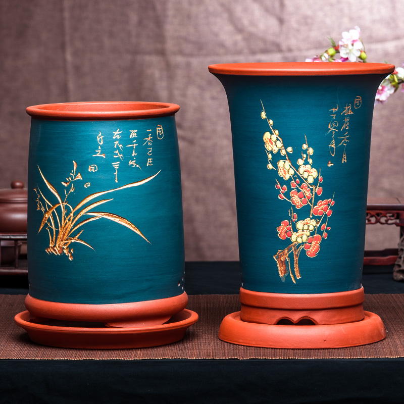 The Purple sand flowerpot boutique orchid flower POTS extra - large ceramic flower pot bonsai huai basin creative home Chinese rose flower pot