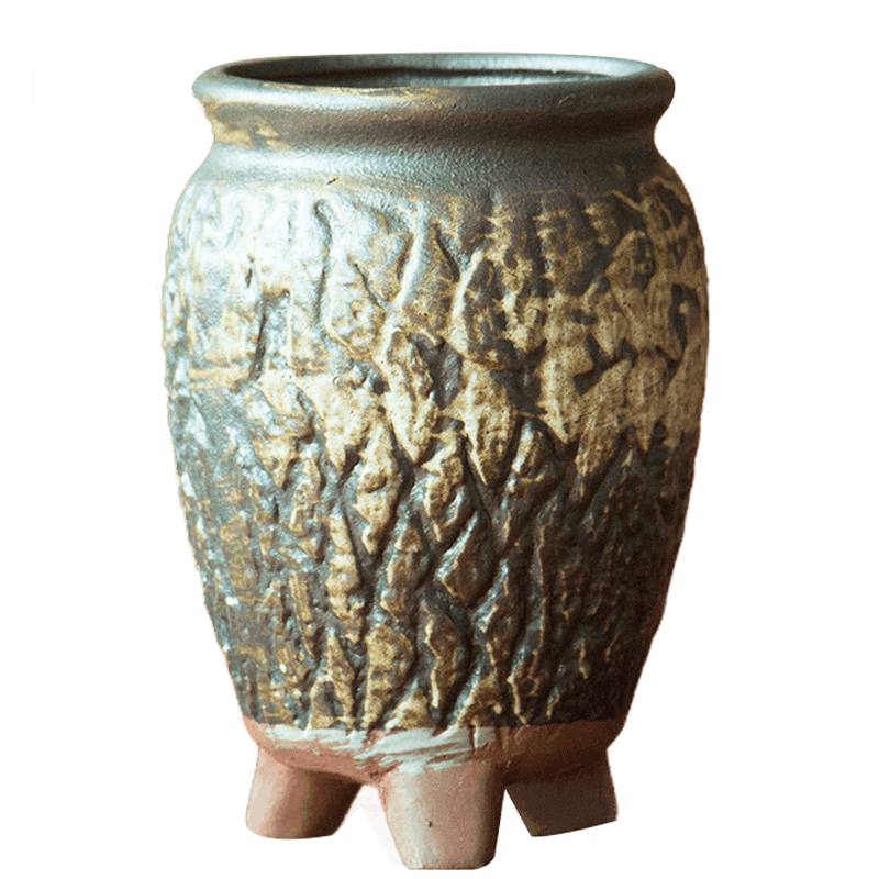 Meaty plant contracted coarse pottery flowerpot retro ceramic flower POTS, fleshy move purple wizard gop running high pot
