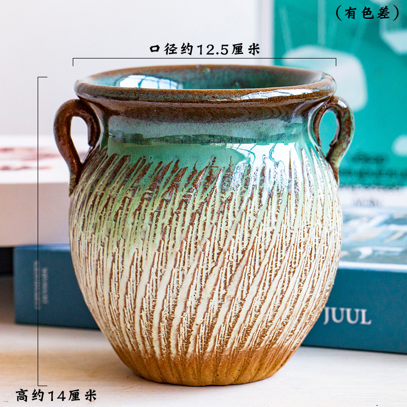 Meaty plant pot coarse pottery flowerpot, fleshy, the plants and old running high pot large and medium size ceramic retro move