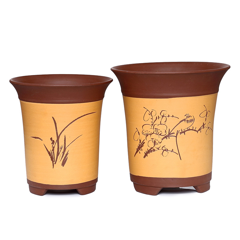 Yixing purple sand flowerpot more than meat, green plant with big small number of Chinese rose orchids bracketplant flowerpot ceramic package