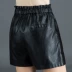 Quần short eo thun nữ mùa thu đông 2018 mới size lớn eo cao pu da hoang dã rộng chân rộng mặc bên ngoài mặc quần bốt
