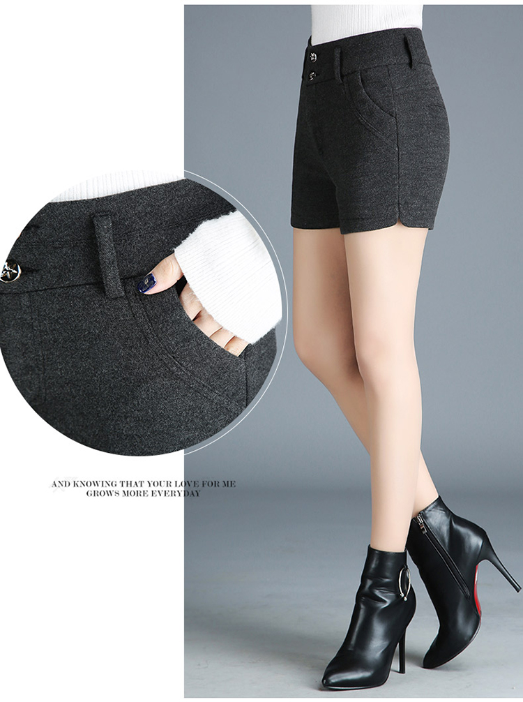 Quần short len ​​nữ mùa thu đông 2018 mới to size cao eo thon Mặc bên ngoài quần bốt quần short len ​​mùa đông hoang dã quần sooc nữ đẹp