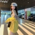 Áo kẻ sọc ngắn mùa hè 2020 khí chất mới của phụ nữ Hàn Quốc màu vàng dài tay lỏng lẻo hàng đầu - Áo khoác ngắn