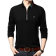 Hengyuanxiang pure cotton men's lapel zipper long sleeve t-shirt