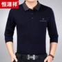 Áo thun nam tay dài trung niên Hengyuanxiang 2018 mùa thu mới ve áo mỏng dệt kim đáy quần bố nam áo thun ba lỗ nam