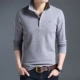 Áo thun nam tay dài Hengyuanxiang Mùa thu nam cotton ve áo mỏng phần áo thun màu rắn đáy áo polo áo thủy triều
