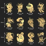 Мобильный телефон, мультяшная металлическая наклейка, оберег на день рождения, защитный амулет, ноутбук, китайский гороскоп, с печатью вашего логотипа