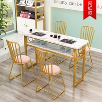 Simple double-deck nail tables marble tables and chairs suit Single double armor unit special economy type