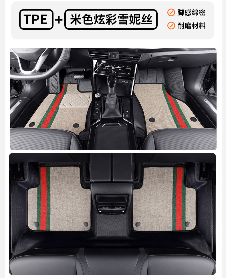 TPE car floor mats are specifically designed for each vehicle, fully encircling the interior, made in one piece, anti-dirt, anti-slip, and easy to maintain