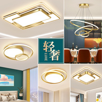 Lighting combination whole house package golden light luxury living room lamp simple modern atmosphere three room two Hall set ceiling lamp