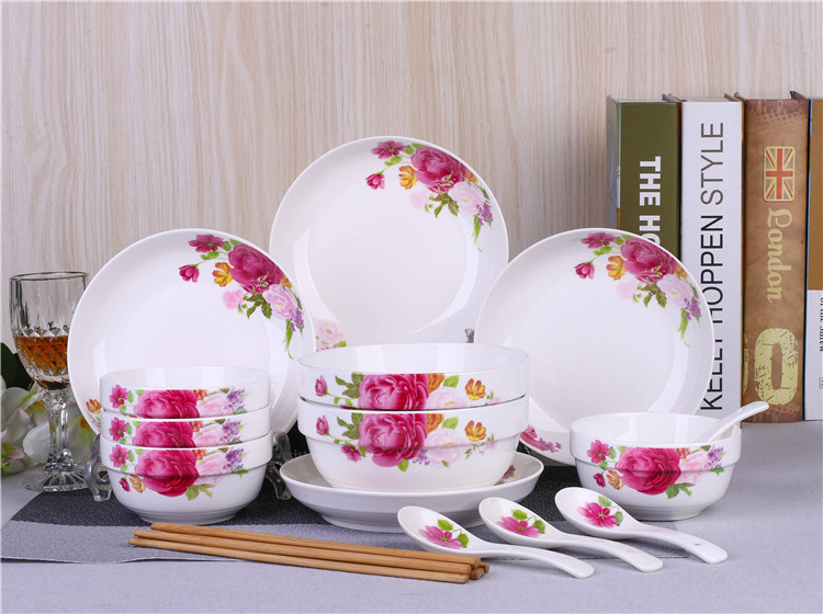 Bo view 18 head home dishes suit ceramic disk bowl of soup bowl chopsticks microwave spoon ladle porcelain tableware portfolio