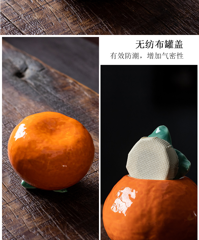 Creative persimmon peach caddy fixings portable simulation seal POTS of tea storage warehouse household ceramics mini fruit furnishing articles
