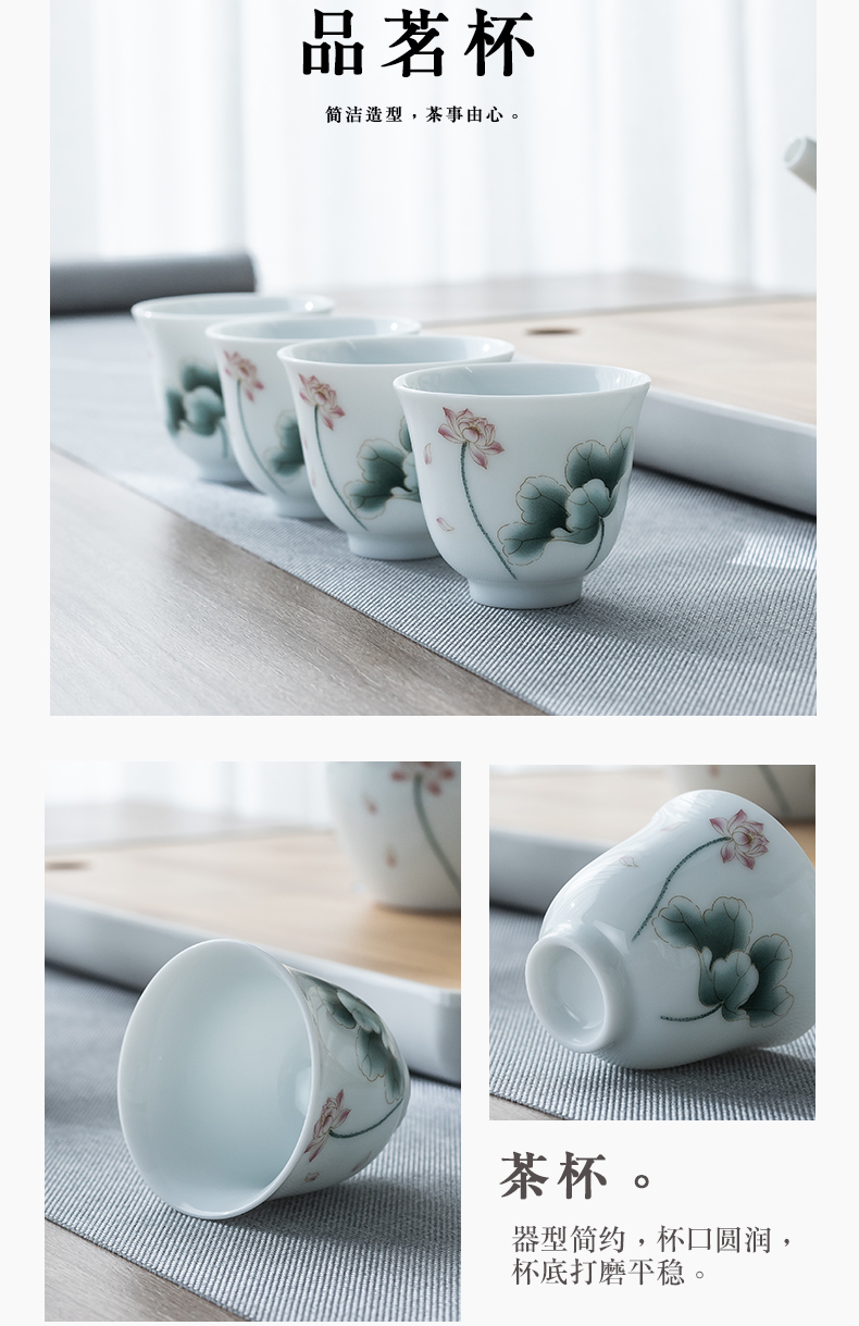 Sweet white porcelain tea set household gift box gift contracted sitting room office kung fu tea tea tea tea tray