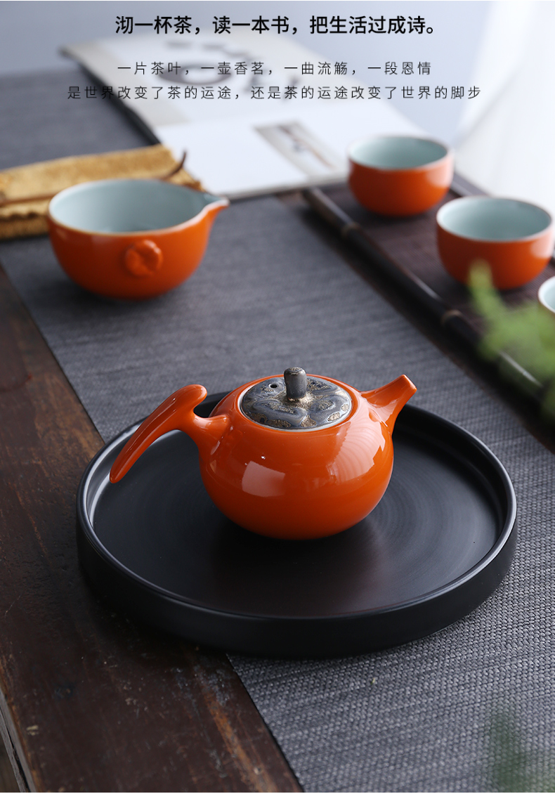 Dragon invertors ceramic kung fu tea set travel portable suit household contracted dry tea tray was small Japanese persimmon persimmon