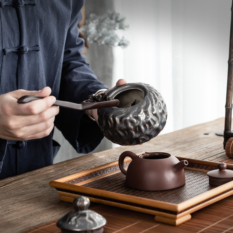 Antique rust glaze ceramic tea pot coarse after variable size portable sealed storage tanks tea boxes