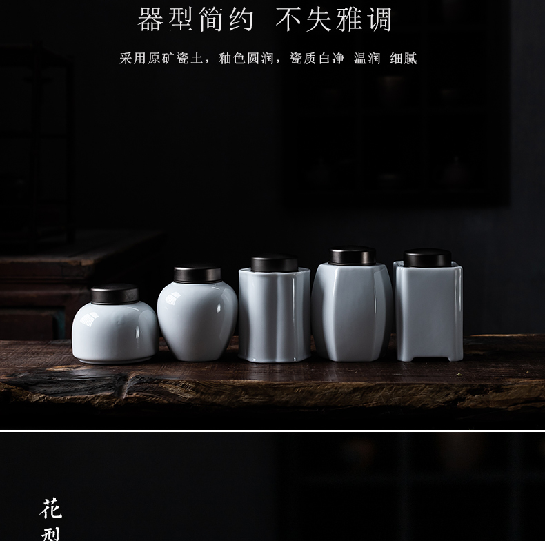 Tin lid ceramic tea pot sweet white jade seal pot is contracted to save tea storehouse POTS series white porcelain in the household