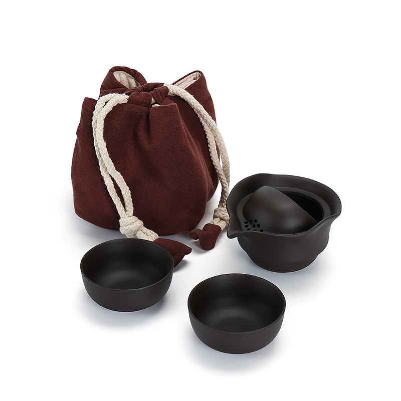 Dragon invertors yixing purple sand cup to crack a pot of two cups of portable travel kung fu tea set two cups a teapot