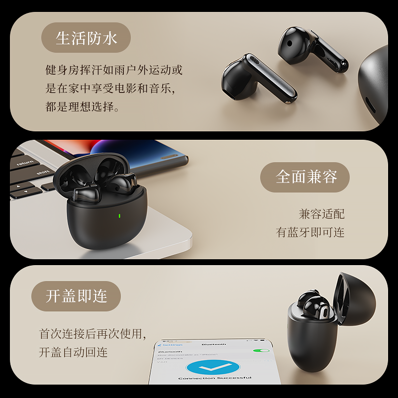 Bluetooth-Compatible Earphones Suitable for Huawei Wireless Sports Mini High-Quality Sound for Men and Women, Compatible with Oppo, Apple, and Vivo