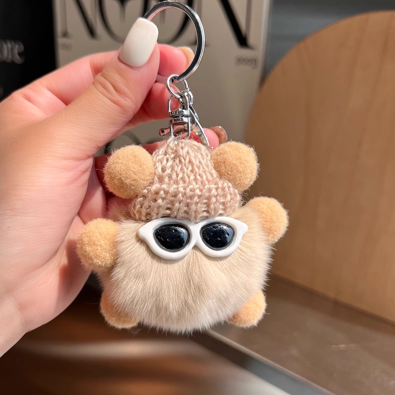 Cute Backpack Charms, Plush Little Coal Ball Ins-Style Internet Celebrity Schoolbag Doll Keychains