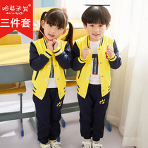 Kindergarten garden suit spring and autumn suit British long-sleeved three-piece set Primary school uniform Childrens sports class suit customization