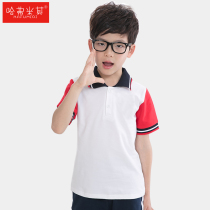 Childrens short-sleeved t-shirt 2021 summer new childrens cotton casual polo shirt Korean version parent-child outfit base top