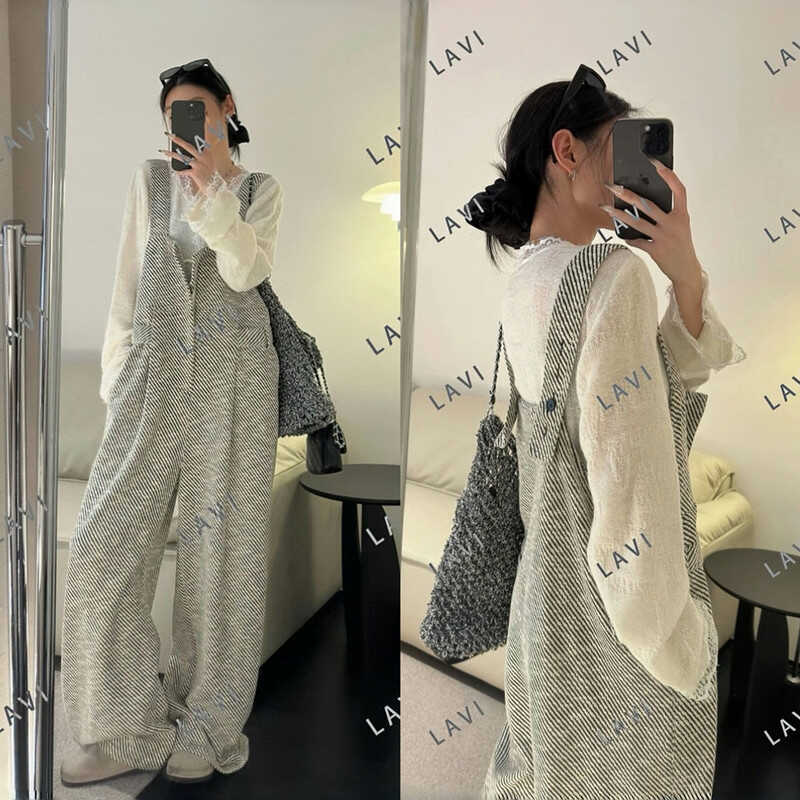 ヨーロッパの品物、デコンストラクトデザイン、ツイルファインフラッシュジャンプスーツオーバーオール、春と秋の女性用、スリムで多用途なストレートワイドレッグパンツ