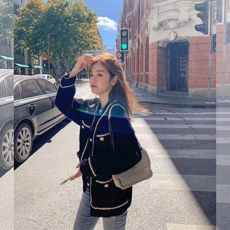 Maternity wear autumn and winter fashion fashion small fragrance mink fleece sweater coat women loose knitted cardigan top outer wear