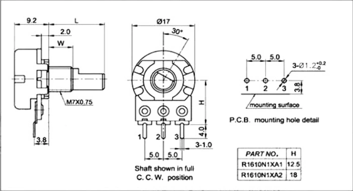 Chiết áp đơn đôi WH148 B1K2K5K10K20K50K100K500K chiều dài tay cầm 15/20MM