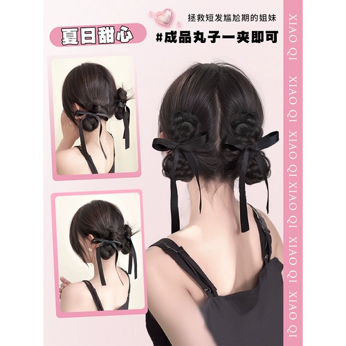 Парик, лента изготовленная из настоящих волос с косичкой с бантиком, заколка для волос