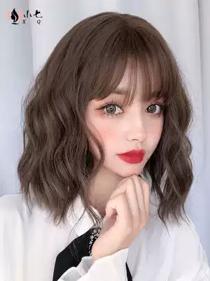 Wig women short hair net red realistic full head set corn hot short curly hair valgus round face collarbone hair half ball head