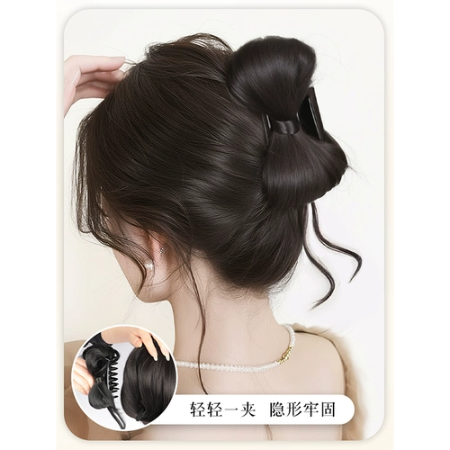 Парик изготовленный из настоящих волос, заколка для волос с бантиком, заколка-крабик, придает объем, китайский стиль