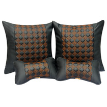 Business new leather car neck pillow headrest neck pillow Four Seasons universal waist pillow car supplies a pair