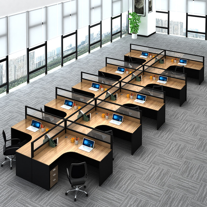 Simple modern office furniture office table screen deck 6 8 10 staff desk and chair combination