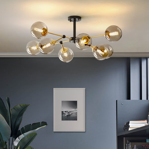 奥美优全铜分子吊灯北欧风小户型客厅灯创意后现代简约卧室吸顶灯