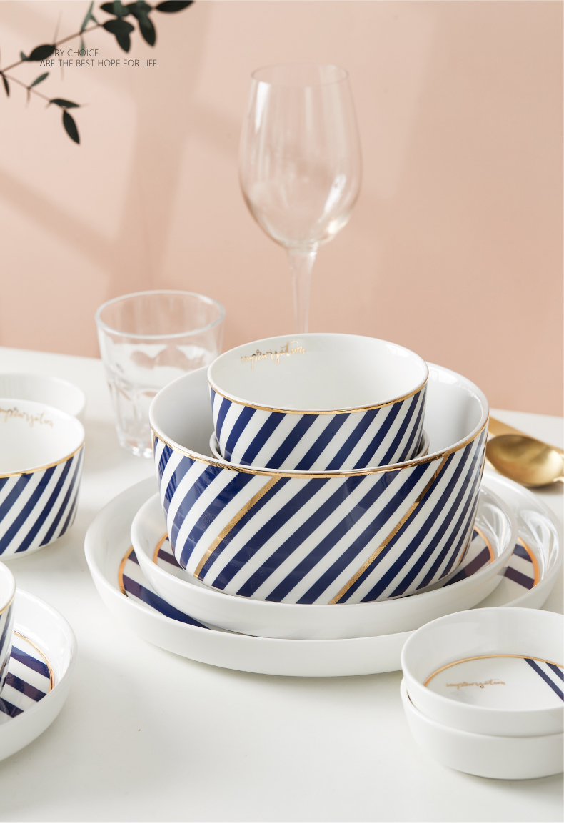 Northern dishes suit household web celebrity ins tableware dishes creative ceramic bowl eat bowl set bowl chopsticks combination