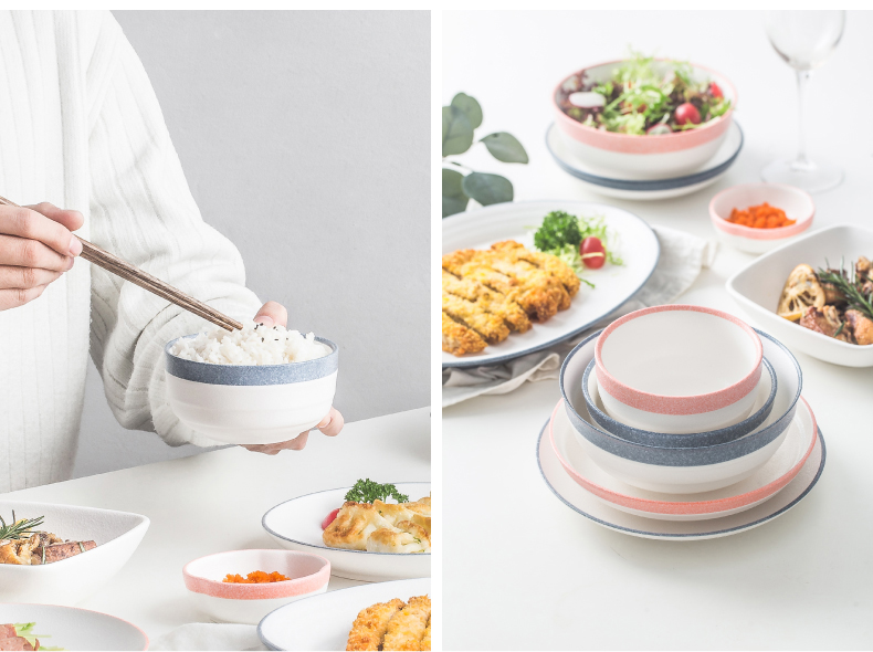 INS household use to eat Japanese - style tableware suit dishes ceramic bowl bowls plate combination Nordic soup bowl