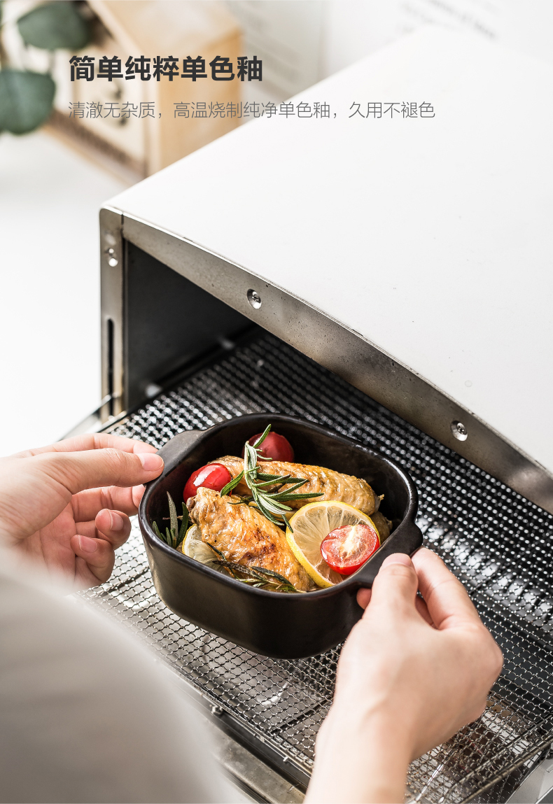 Northern wind ins ceramics with cover ears baking cheese baked baking bake bowl bowl of household microwave oven use