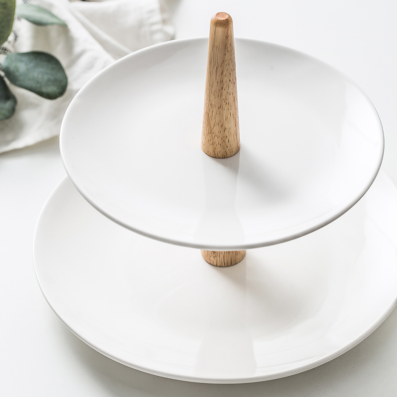 European ceramic fruit bowl three layer household double afternoon tea heart cake with dried fruit snacks dessert tray