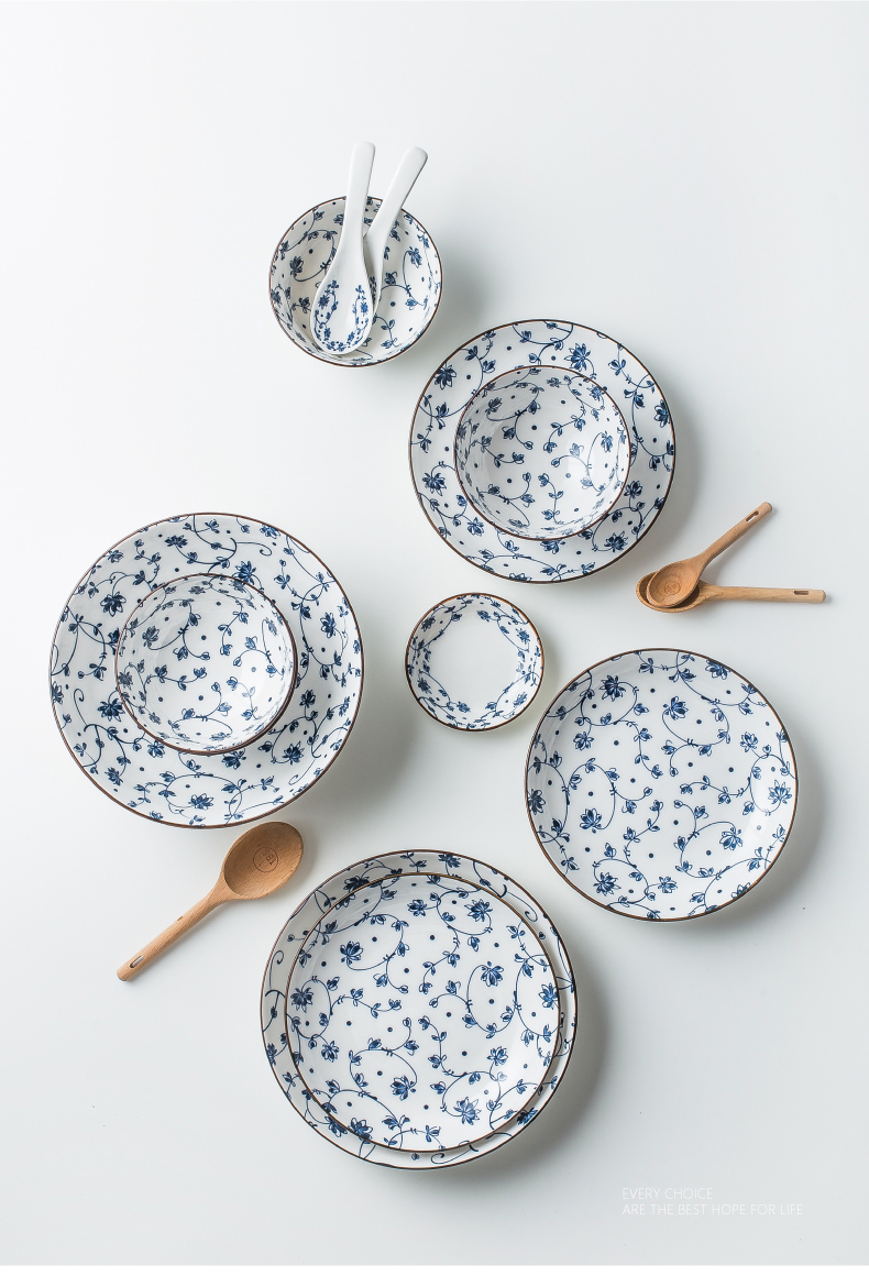 Japanese household dishes complete kit ceramic tableware bowl (one set to use bowl dish bowl mix soup bowl