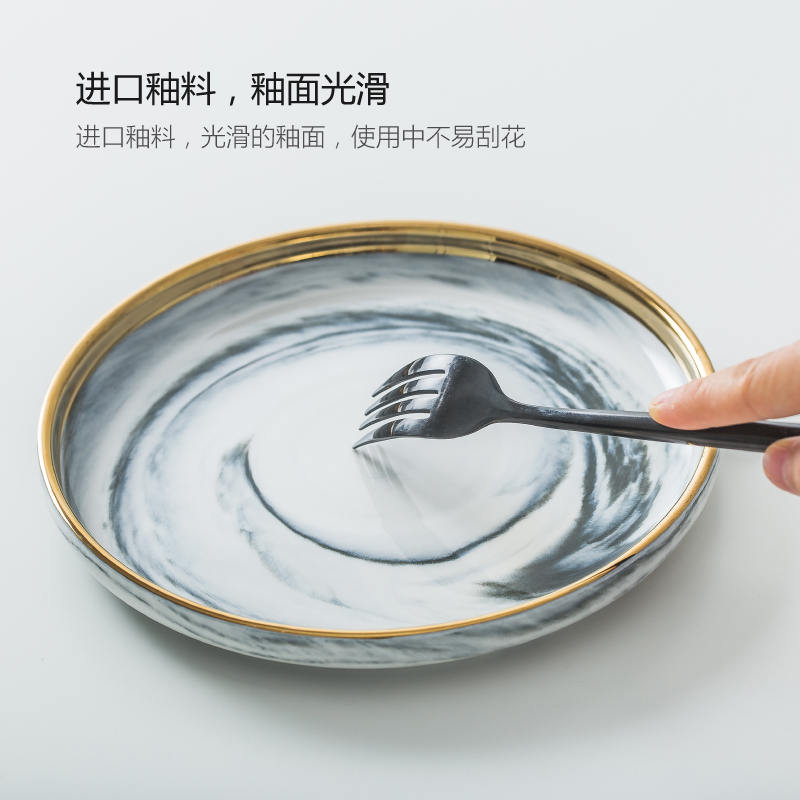 Northern wind marble ceramic tableware household rice bowl dish dish dish soup bowl creative dishes