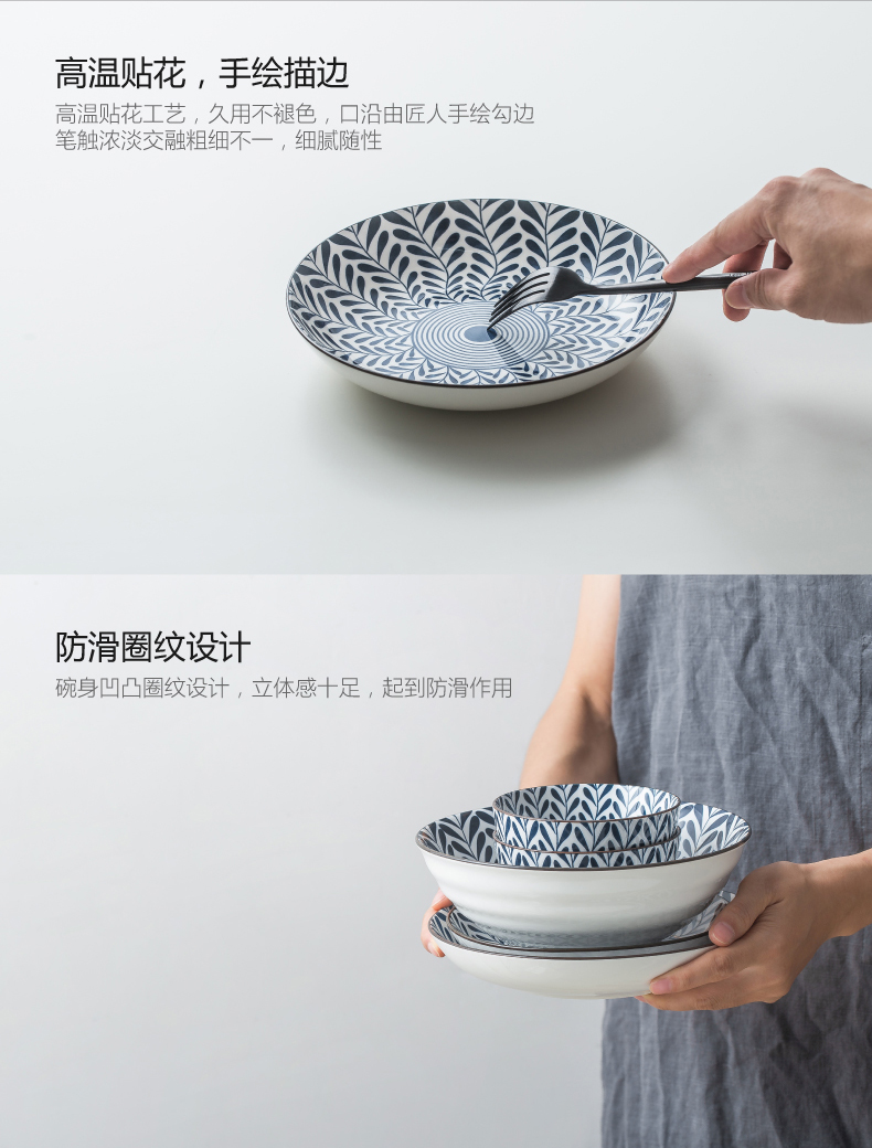 Japanese dishes suit contracted dishes home eat rice bowl ceramic tableware chopsticks (composite plates