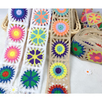 e3 pure handmade beige hair with hollowed-out hook flower blanket accessories sensual colorful flowers retro bohemian lace